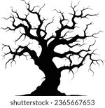 Creepy tree silhouette vector illustration. Perfect for Halloween theme of design