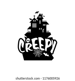Creepy typography design card vector 