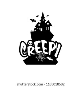 Creepy typography design card vector 