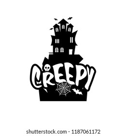 Creepy typography design card vector 