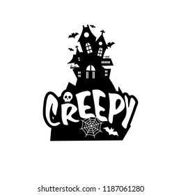 Creepy typography design card vector 