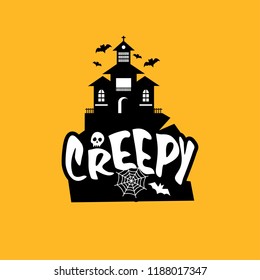 Creepy typography design card vector 