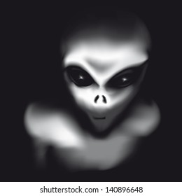 Creepy vector drawing an ailen/ Alien/ Vector drawing an Alien  easy to edit  meshes used gradients used