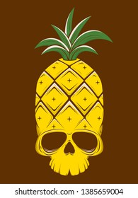 creepy vector illustration of a pineapple skull