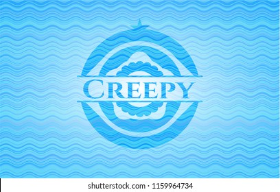 Creepy water wave representation badge background.