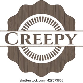 Creepy wooden emblem. Vintage.