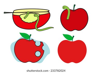 Creepy Worm with Apples Vector