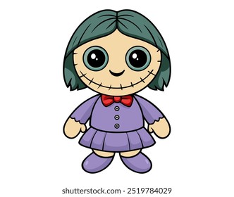 Creepy Yet Cute Doll in Purple Dress