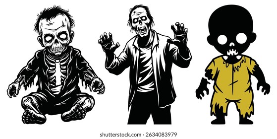 creepy zombie baby pumpkin with white background 