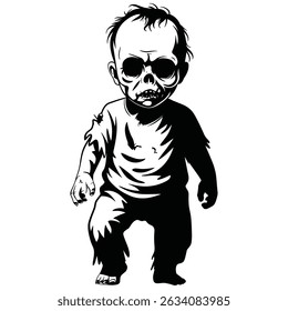abóbora de bebê zumbi assustador com fundo branco 