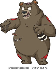 Creepy zombie bear vector illustration