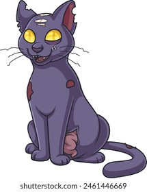 Creepy zombie cat vector illustration