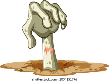 Creepy zombie claw isolated on white background illustration