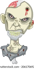 Creepy zombie face on white background illustration