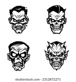 creepy zombie hand drawn logo design illustration