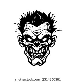 Creepy zombie hand drawn logo design illustration with a chilling and haunting presence. Perfect for horror themed brands and events