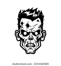 creepy zombie hand drawn logo design illustration