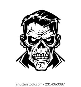 Creepy zombie hand drawn logo design illustration with a chilling and haunting presence. Perfect for horror themed brands and events