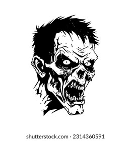 creepy zombie hand drawn logo design illustration