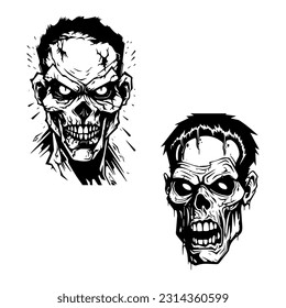 creepy zombie hand drawn logo design illustration