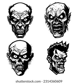 Creepy zombie hand drawn logo design illustration with a chilling and haunting presence. Perfect for horror themed brands and events