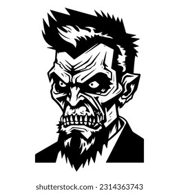 creepy zombie hand drawn logo design illustration