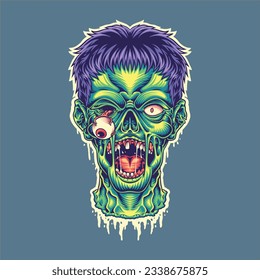  gruselige Zombie-Kopfmaskottgrafik für T-Shirt-Design, Logo oder Aufkleber