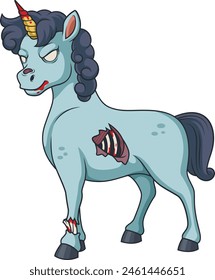 Creepy zombie unicorn vector illustration