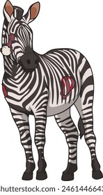 Creepy zombie zebra vector illustration