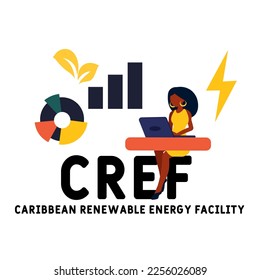 CREF - Caribbean Renewable Energy Facility acronym. business concept background. vector illustration concept with keywords and icons. lettering illustration with icons for web banner, flyer