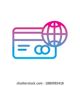 creidt card and global sphere gradient style icon of money financial business banking commerce and market theme Vector illustration