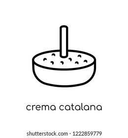 crema catalana icon. Trendy modern flat linear vector crema catalana icon on white background from thin line Spanish Food collection, outline vector illustration