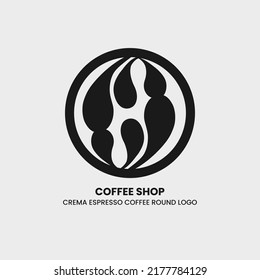 Crema Espresso Coffee Shop Logo Round. Food Beverage Business Template Logo For Branding Design Vector