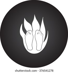 Cremation dead body simple icon on colorful round background