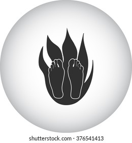 Cremation dead body simple icon on colorful round background