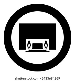 Crematorium cremation process of cremation crematory equipment icon in circle round black color vector illustration image solid outline style