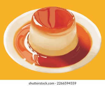 Creme Caramel deliciosa ilustración vectorial