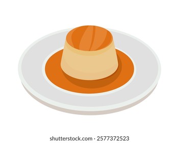 creme caramel illustration, dessert, vector