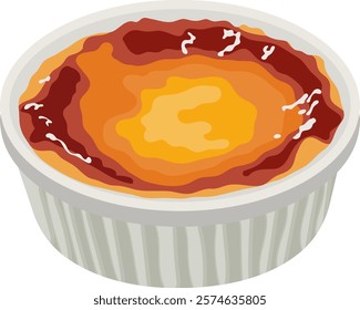 Creme Brulée Dessert Illustration Isolated on White Background