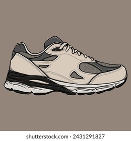 Creme Sneakers Shoes Vector Illustration