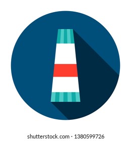 Creme Tube Circle Icon. Vector Illustration with Long Shadow. Medicine Item.
