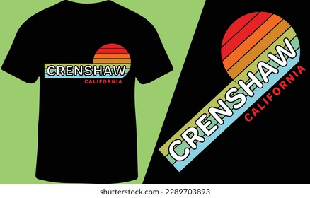 CRENSHAW California Vintage Retro T-Shirt Design for Men and Women, Vector Illustration.