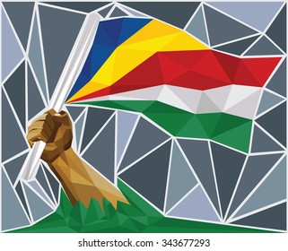 Creole Hand Raising The Flag Of Seychelles