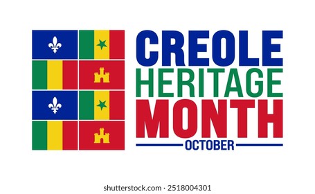 Creole Heritage Month Hintergrund oder Banner Design-Vorlage wird jedes Jahr im Oktober beobachtet. Urlaubskonzept. Vorlage für Karte, Poster, Plakat, Vorlage. 10 EPS