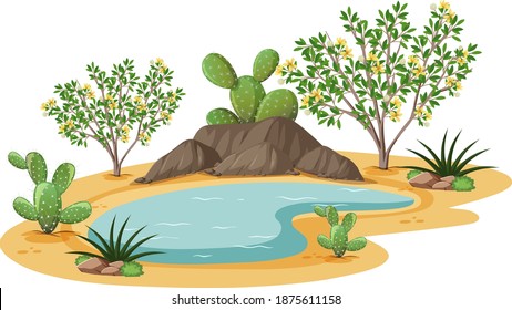 Creosote Bush plant in wild desert on white background illustration