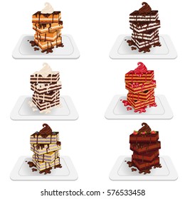 crepe cake set on white background