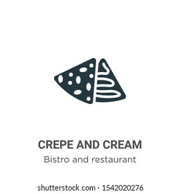 Crepe and cream vector icon on white background. Flat vector crepe and cream icon symbol sign from modern bistro and restaurant collection for mobile concept and web apps design.