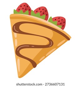 Crepe dessert flat clipart vector illustration designed for sweet food bakery menu cafe dessert cooking and culinary themed creative projects