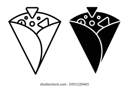 Crepe Icon Set mit französischen Pfannkuchen und Schokolade Crepes Kegel Symbole