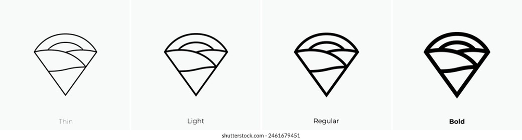 Krepp-Symbol. Dünnes, leichtes Regular- und Bold-Design isoliert auf weißem Hintergrund